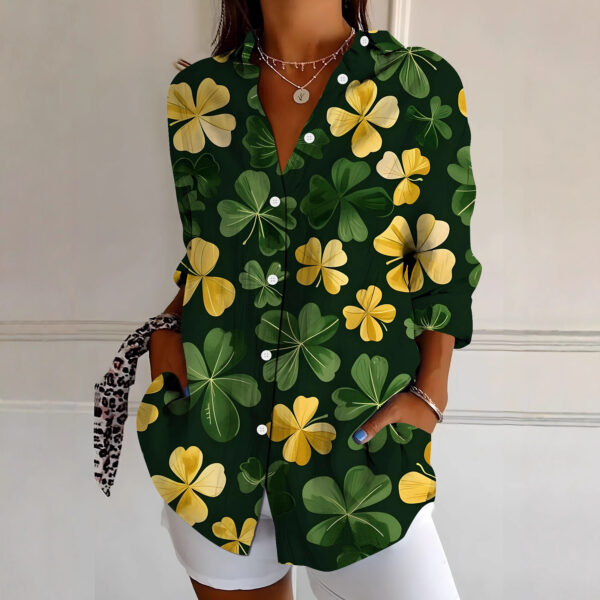 New Womens Floral Print Premium Elegant Long Sleeve Shirt