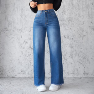 BABYNBEAUTY-Where Cuteness Meets Radiance for Your Little one - BabynBeauty 243 Fashion Straight Wide-leg Jeans Casual High-waist Non-elastic Womens Clothing