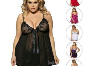 Sexy See Through Lace Mesh Polyester Lingerie Sleepdress