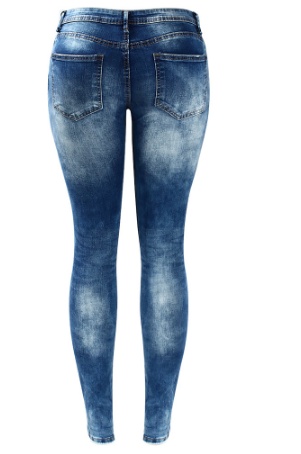 Stretch cotton hole pencil feet jeans women - Image 2