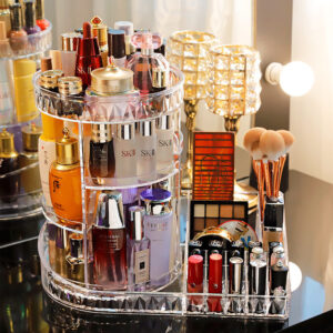 BABYNBEAUTY-Where Cuteness Meets Radiance for Your Little one - BabynBeauty 239 Cosmetic Storage Box Transparent Rotating Desktop Non-Acrylic Dressing Table Lipstick Skin Care Product Storage