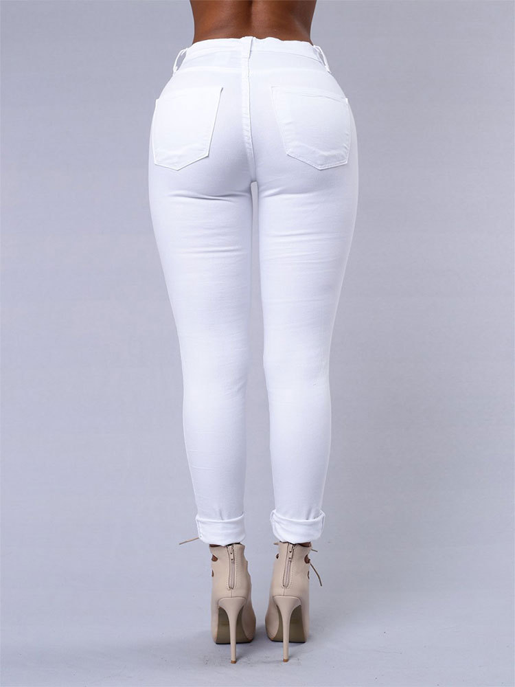 High Quality Women Casual Hole Jeans High Waist Skinny Pant Pencil Jeans Ripped Sexy Female Girls Trousers Denim Jeans - Image 3