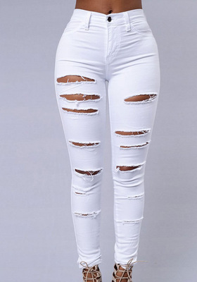 High Quality Women Casual Hole Jeans High Waist Skinny Pant Pencil Jeans Ripped Sexy Female Girls Trousers Denim Jeans - Image 5