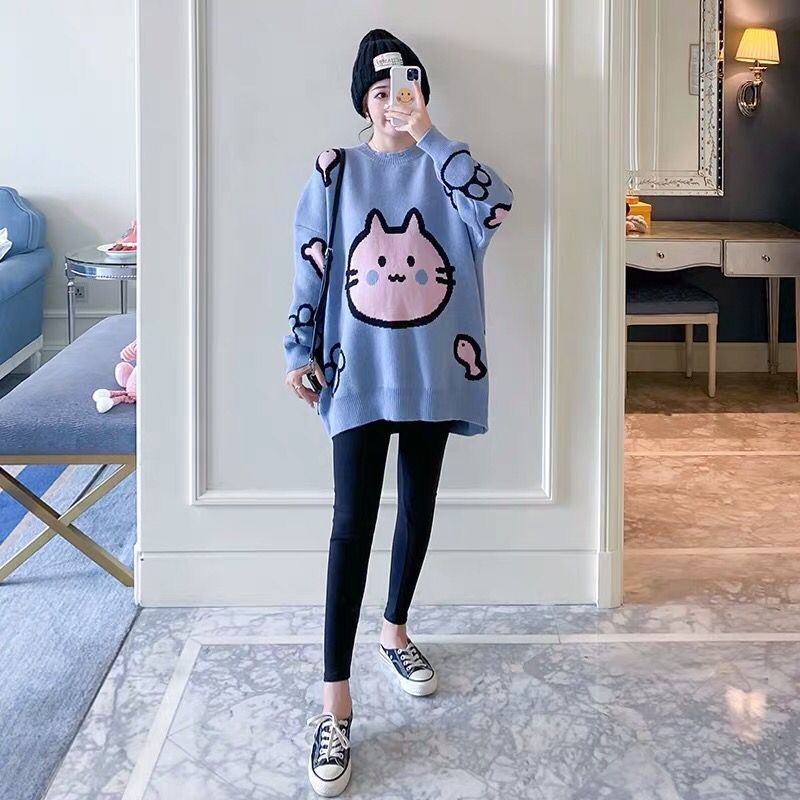 Maternity Clothes Loose Thick Plus-sized Cartoon Sweater Maternity Top - Image 8