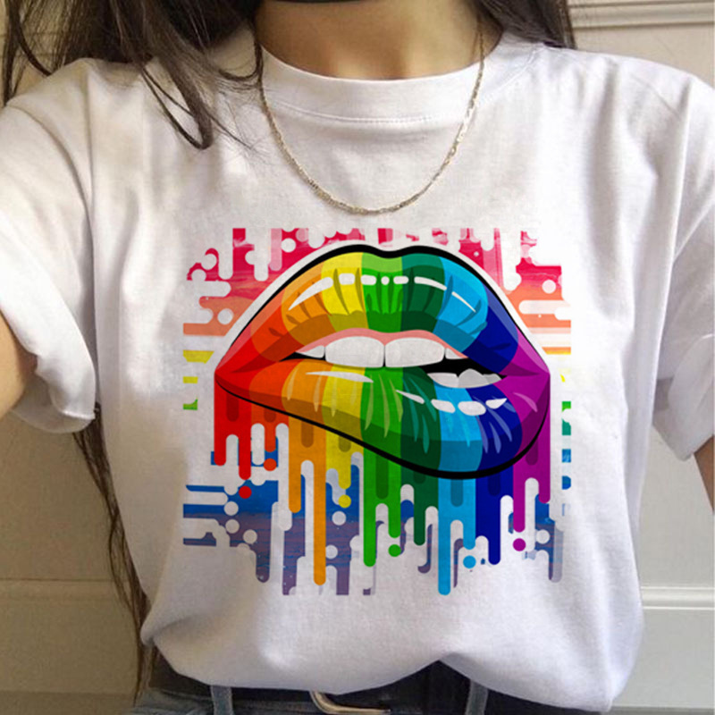 WomenT Shirts Gay Pride Rainbow Gay Short Sleeve Ladies T-shirt Girlfriends - Image 8
