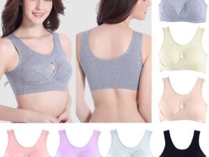 Plus Size Women Bra Ladies Cotton Quake-Proof Underwear Sleep Tops No Buckles Non Wire Lingerie With Removable Padded