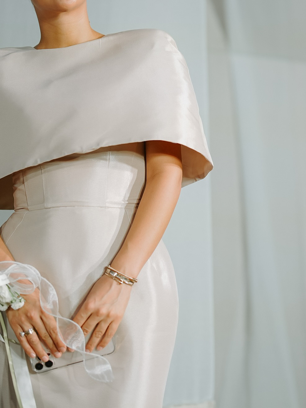 Satin Cape-style Top &Fitted Maxi Dress Set - Image 6