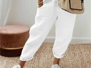 Women's Fashion Cotton Linen Solid Color Casual Pants