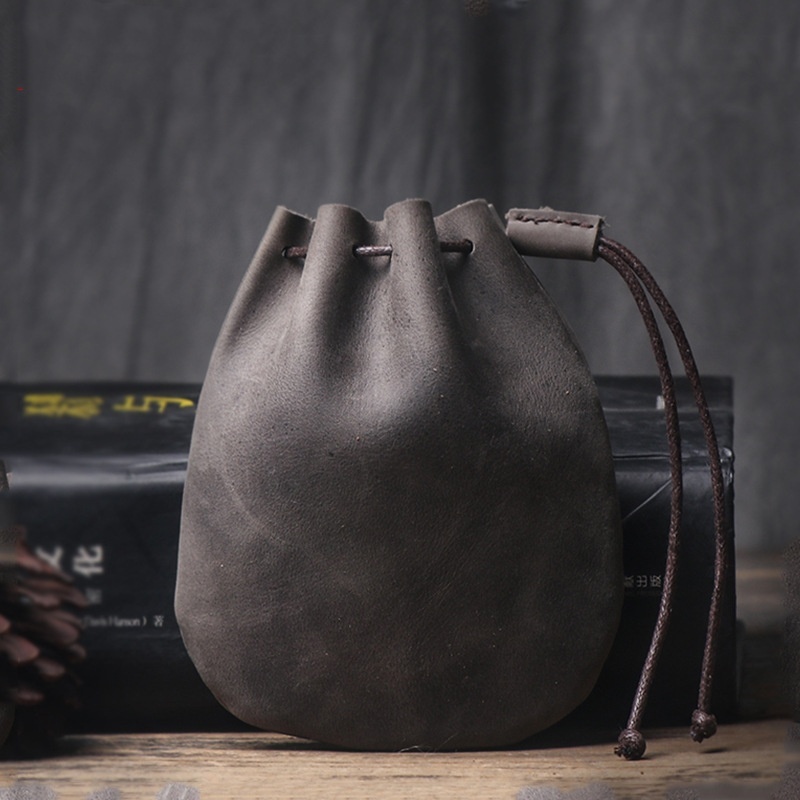 Vintage Cowhide Drawstring Bundle Wallet - Image 8