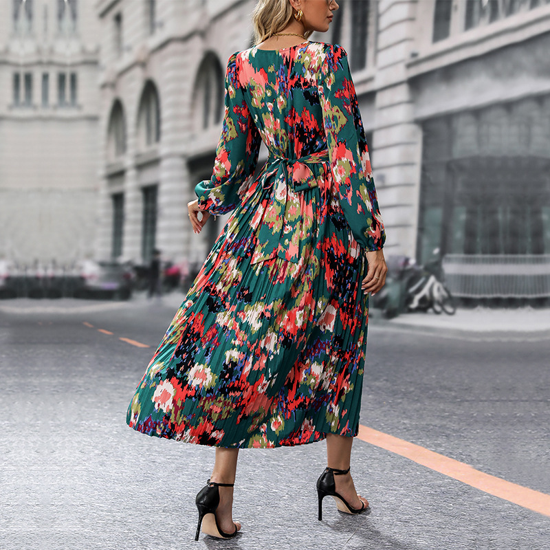 Womens Long-Sleeve Printed Dress In European And American Style - Image 2