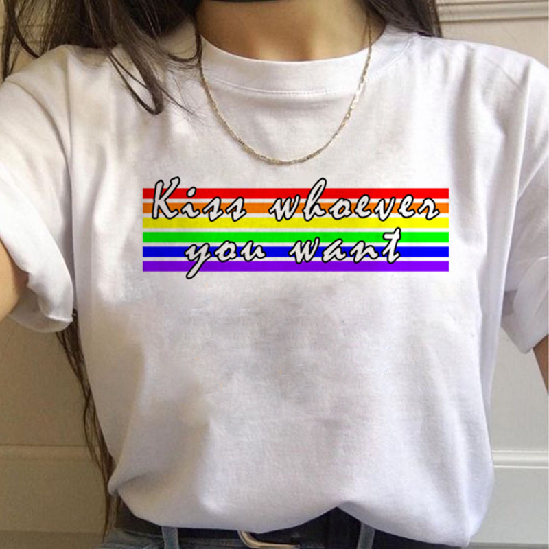 WomenT Shirts Gay Pride Rainbow Gay Short Sleeve Ladies T-shirt Girlfriends - Image 6