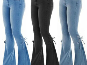 Ladies jeans mid-waisted denim trousers stretch jeans