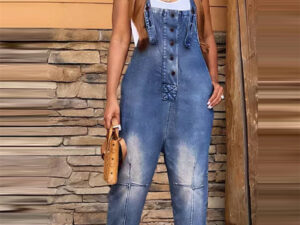 Women's Clothing Fashion Casual Siamese Suspender Jeans Women