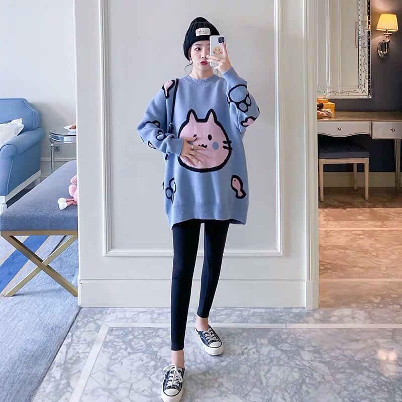 Maternity Clothes Loose Thick Plus-sized Cartoon Sweater Maternity Top - Image 5