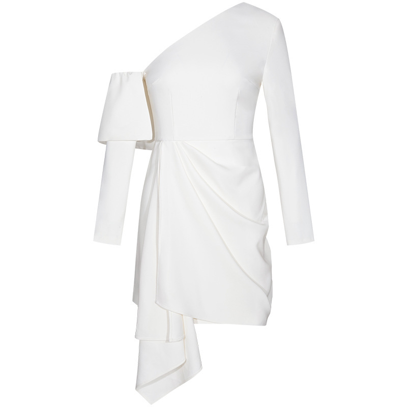 Diagonal Shoulder Party Dress - Image 3