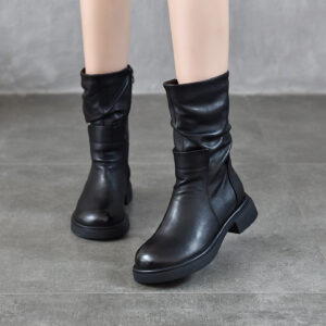BABYNBEAUTY-Where Cuteness Meets Radiance for Your Little one - BabynBeauty 243 Womens Round-Toe Boots With Genuine Leather Side Zipper