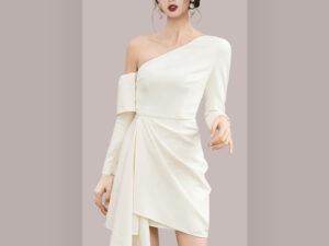 Diagonal Shoulder Party Dress