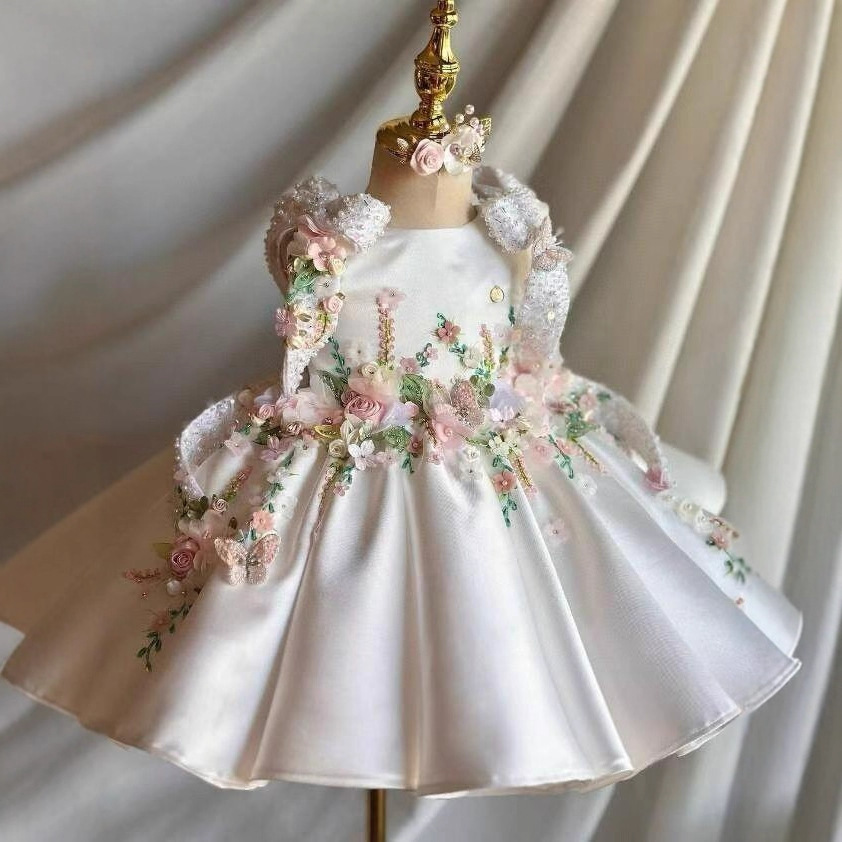 Retro Sweet Floral Birthday Dress Princess Gown