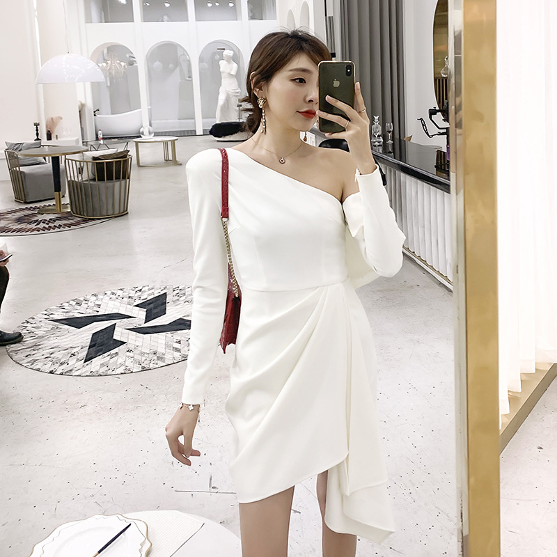 Diagonal Shoulder Party Dress - Image 5