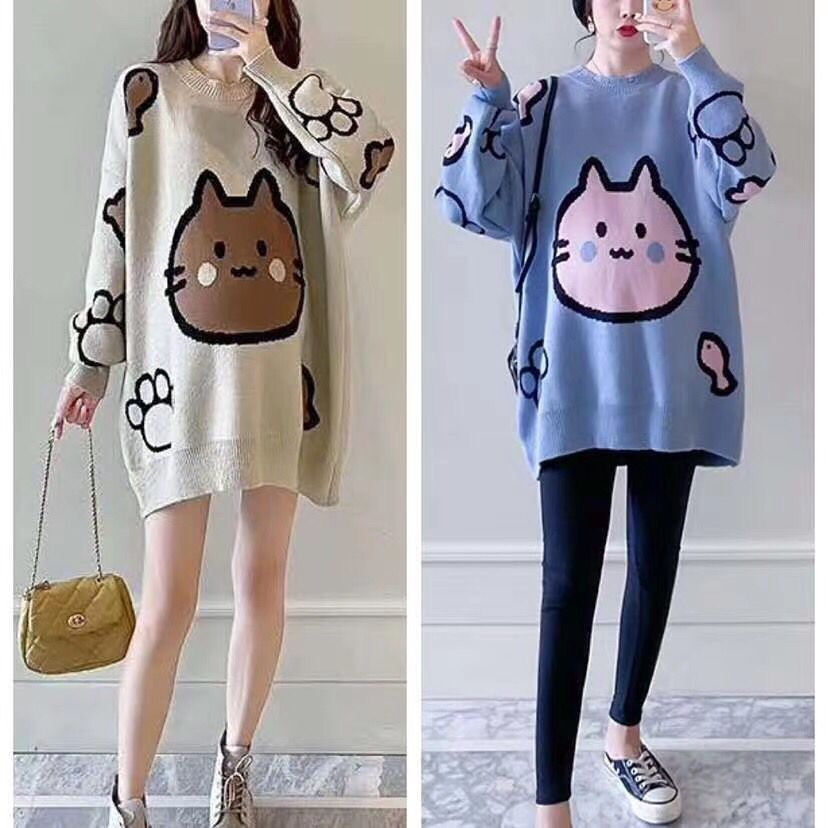 Maternity Clothes Loose Thick Plus-sized Cartoon Sweater Maternity Top - Image 4