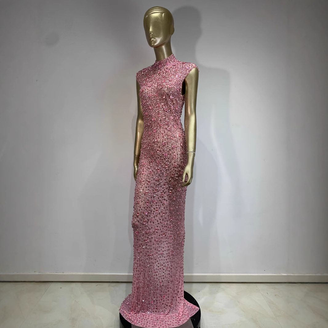 Rhinestone Dress Ball Party Long Dress Host Party Bridal Dress - Image 2