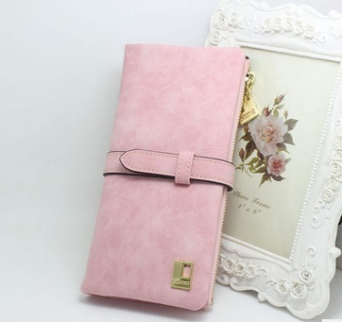 Drawstring Nubuck Leather Zipper Wallet - Image 5