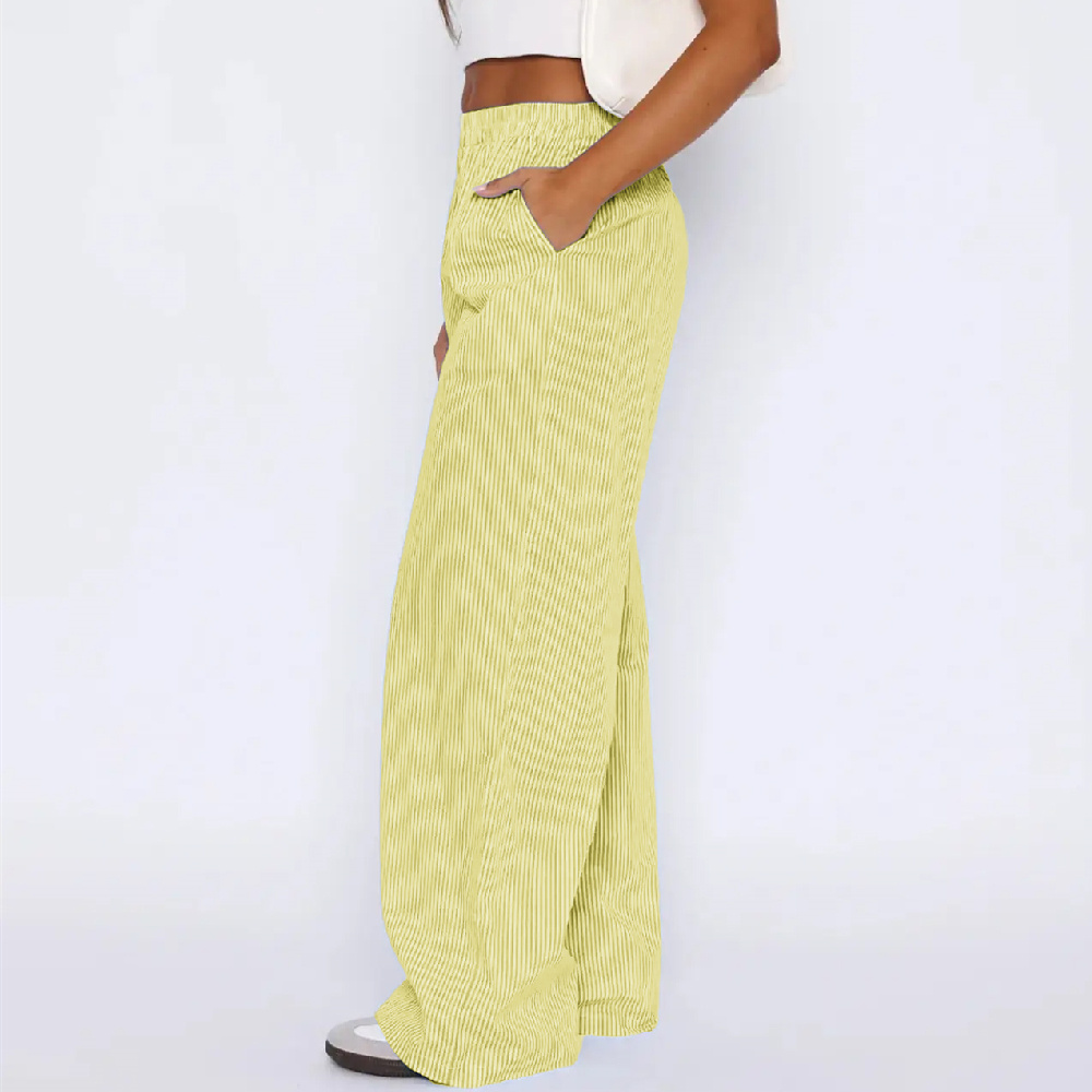 Striped Trousers With Pockets Ins Fashion Casual Wide Leg Straight Pants For Women Clothing - Image 7