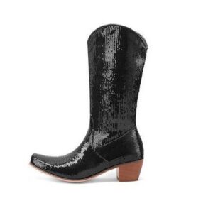 BABYNBEAUTY-Where Cuteness Meets Radiance for Your Little one - BabynBeauty 289 Womens Block-Heel Patent Leather Knee-High Boots