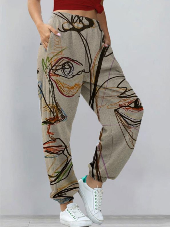 Women's Harem Pants Print Yoga Boho Sports Trousers With Pockets - Image 2