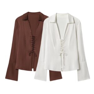 BABYNBEAUTY-Where Cuteness Meets Radiance for Your Little one - BabynBeauty 245 Slimming Satin Strap Slightly Flared Sleeve Shirt