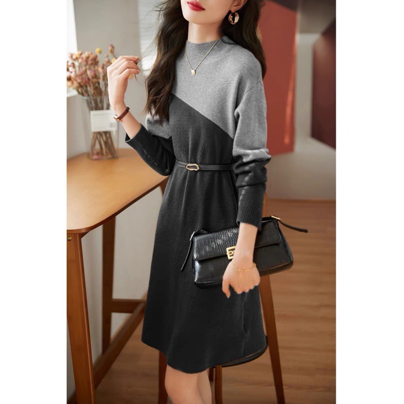 New Korean-style Fashionable, Minimalist Warm And Waist-cinching Dress - Image 3