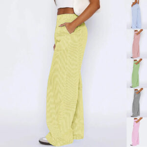BABYNBEAUTY-Where Cuteness Meets Radiance for Your Little one - BabynBeauty 221 Striped Trousers With Pockets Ins Fashion Casual Wide Leg Straight Pants For Women Clothing