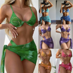 BABYNBEAUTY-Where Cuteness Meets Radiance for Your Little one - BabynBeauty 318 Marble Printed Lingerie 3pcs Bikini Swimwear Summer