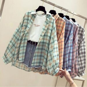 BABYNBEAUTY-Where Cuteness Meets Radiance for Your Little one - BabynBeauty 234 Womens Creative Casual Loose Plaid Shirt
