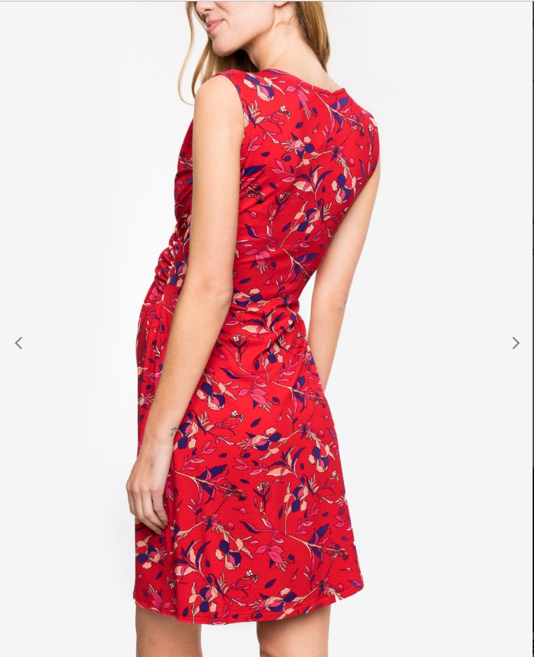 Nursing Clothes Polka Dot Print Short Sleeve V Neck Maternity Dress - Image 2