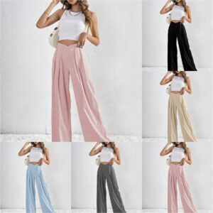BABYNBEAUTY-Where Cuteness Meets Radiance for Your Little one - BabynBeauty 209 Summer New Solid Color Pleated Casual Wide-leg Pants Loose Casual Women's Commuting Versatile Style Comfortable TrousersS