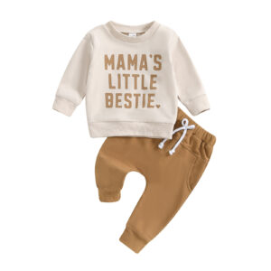 BABYNBEAUTY-Where Cuteness Meets Radiance for Your Little one - BabynBeauty 96 Baby Letter Print Sweatshirt Suit