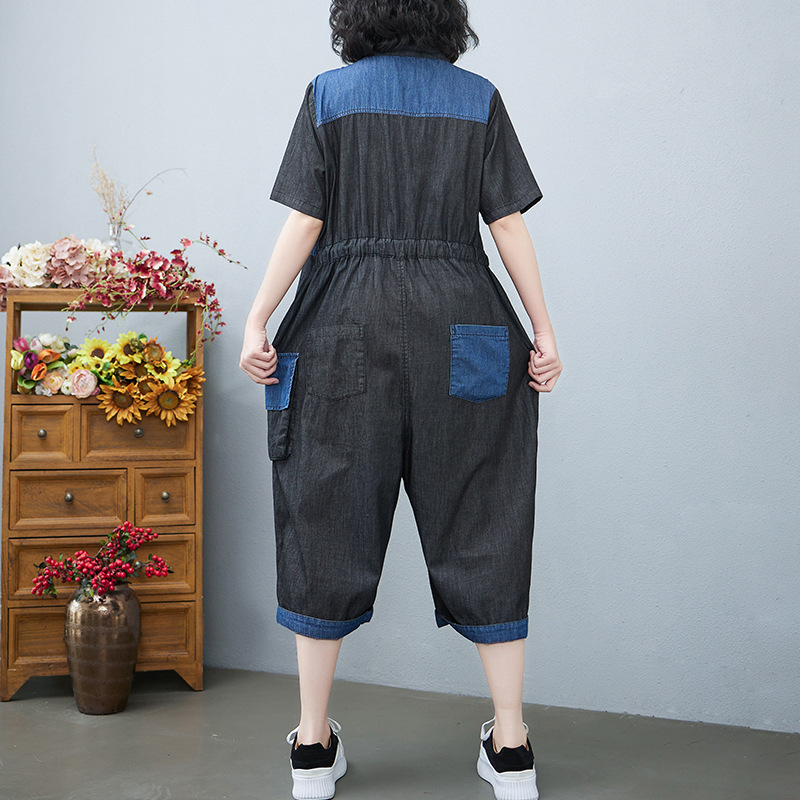 Women's Fashion Drawstring Denim Jumpsuit - Image 3