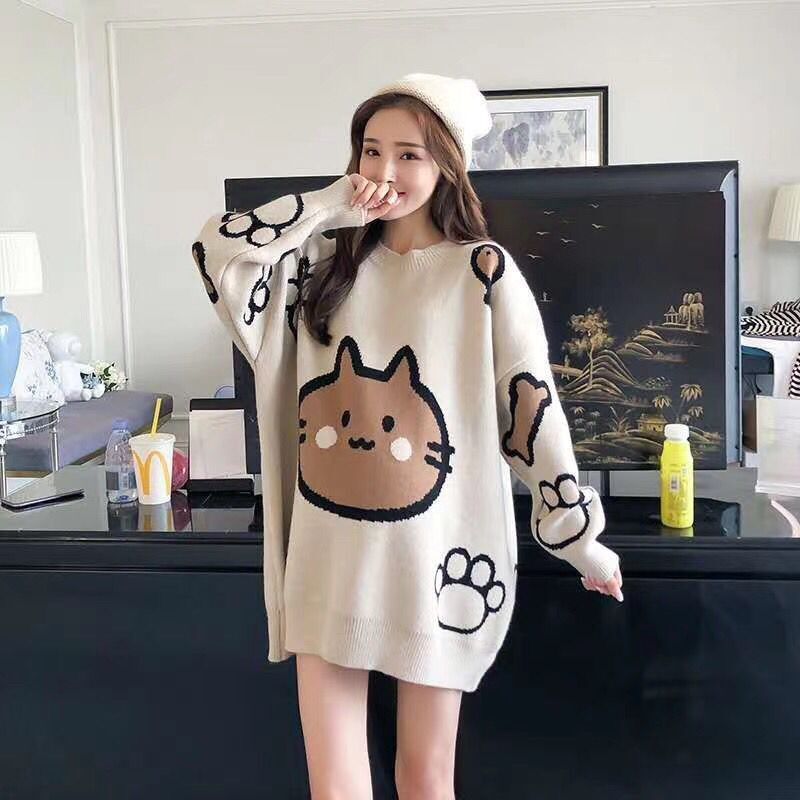 Maternity Clothes Loose Thick Plus-sized Cartoon Sweater Maternity Top - Image 3