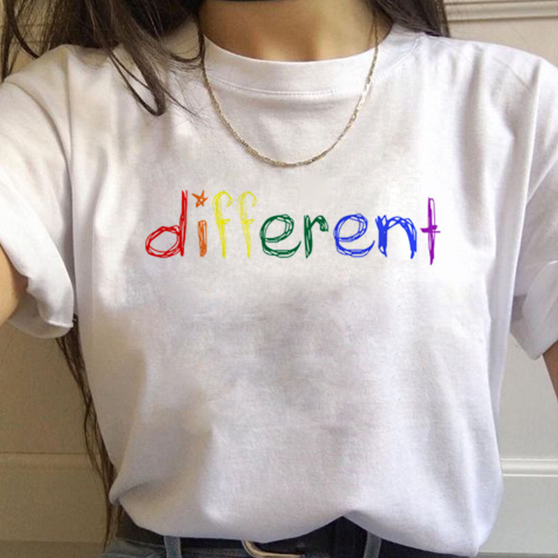 WomenT Shirts Gay Pride Rainbow Gay Short Sleeve Ladies T-shirt Girlfriends - Image 5