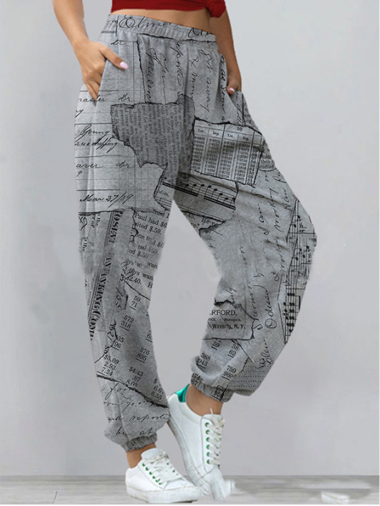 Women's Harem Pants Print Yoga Boho Sports Trousers With Pockets - Image 3