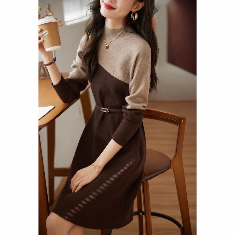 New Korean-style Fashionable, Minimalist Warm And Waist-cinching Dress - Image 4