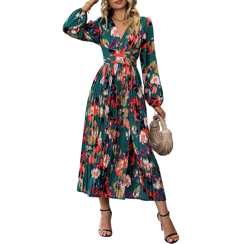 Womens Long-Sleeve Printed Dress In European And American Style - Image 5