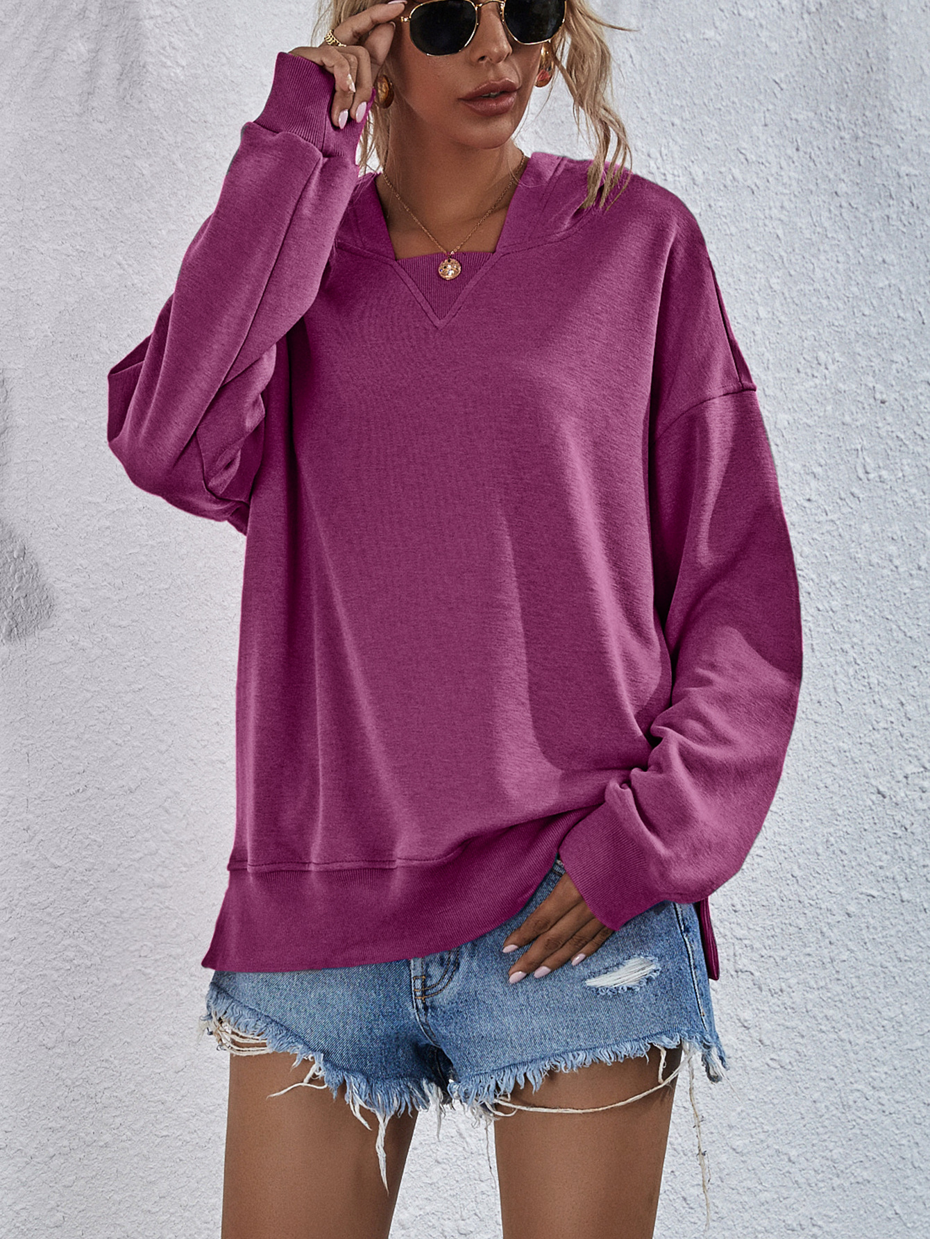 Women's Hoodie Sweatshirt Sports Casual Candy Color Long Sleeve Tops Clothes - Image 4