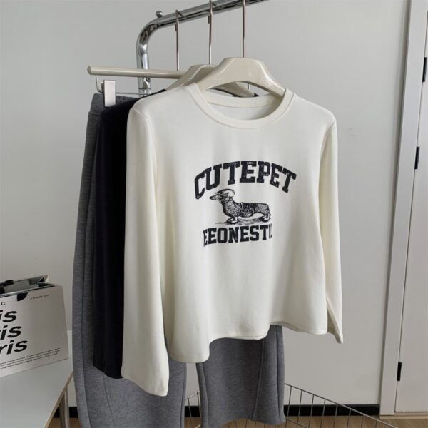 High-elastic Soft And Chewy Cartoon Puppy-Print T-Shirt For Women