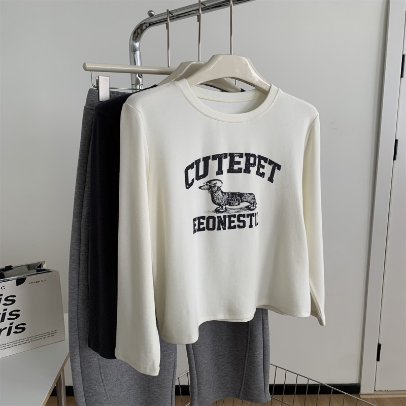 High-elastic Soft And Chewy Cartoon Puppy-Print T-Shirt For Women