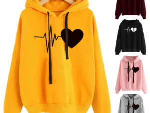 Heart Print Streetwear Hoodies Women Sweatshirt Spring Autumn Long Sleeve Hoodie Clothes