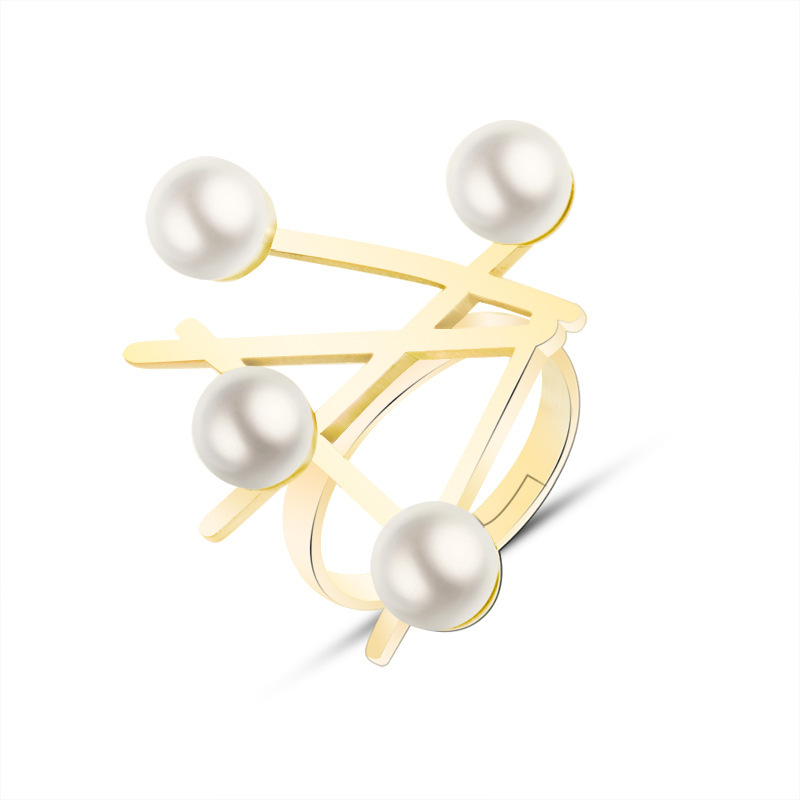 Cross Symbol Magazine Style Pearl Fashion Ring - Image 3