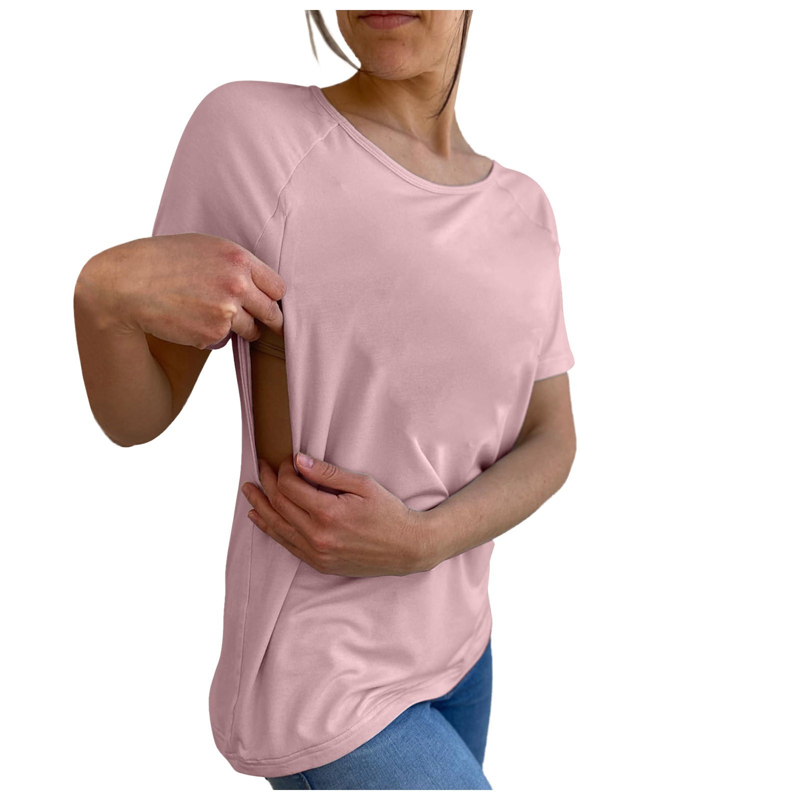 T-shirt Women's Short Sleeved Maternity Shirt Nursing Outfit - Image 3