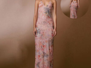 Floral Print Halter Spaghetti Straps Dress Sexy Slim Butterfly Back Dressess Spring Summer Womens Clothing